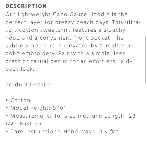 Johnny Was Cabo Gauze Hoodie - Picture 5 of 5